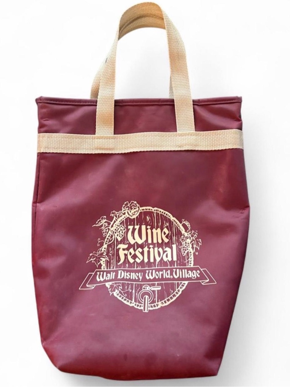 Vintage Disney World Village Wine Festival Burgundy Tote Bag